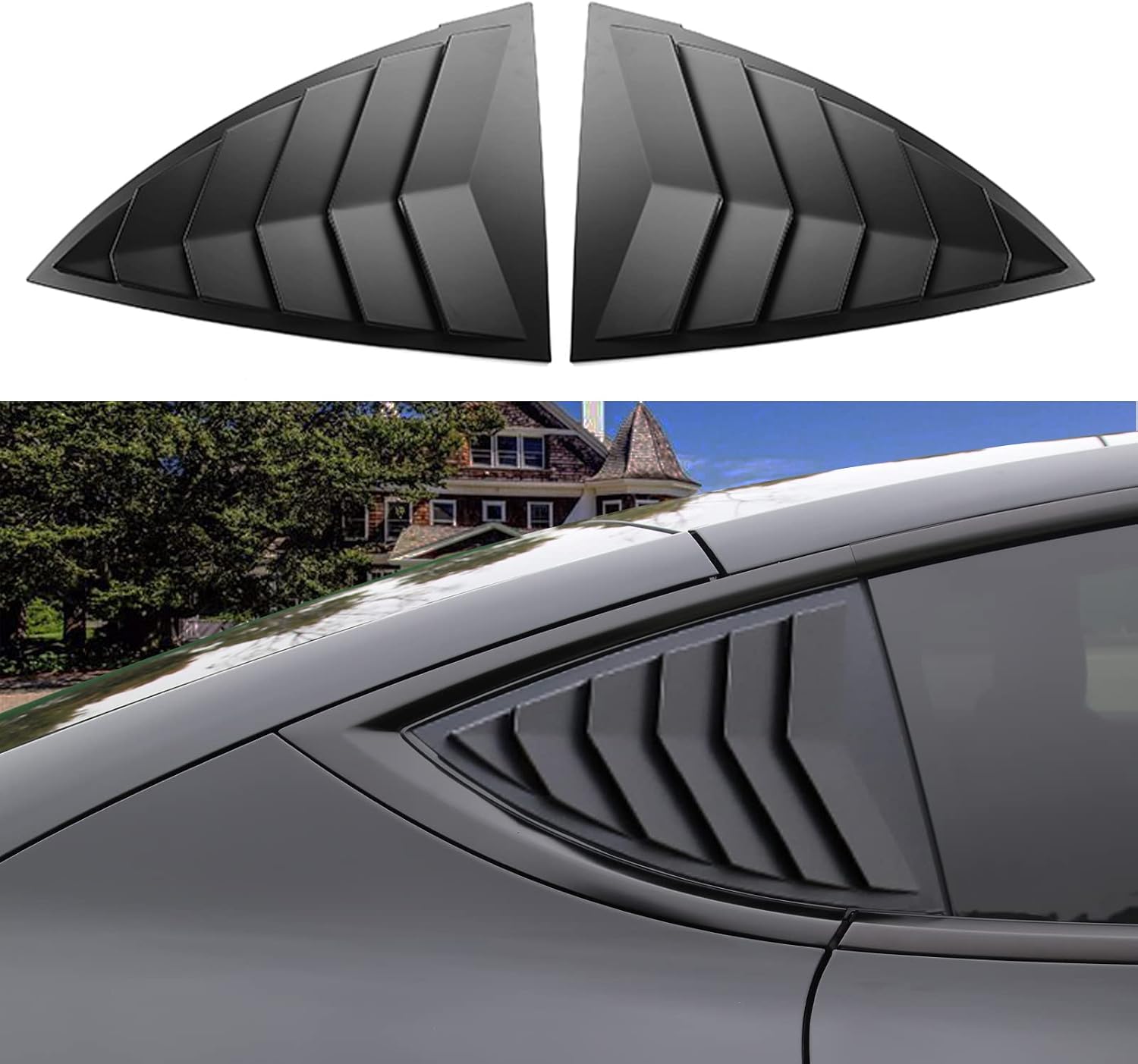 YHCDSEA for Model Y Side Window Louver Cover Sport Style-Matt Black